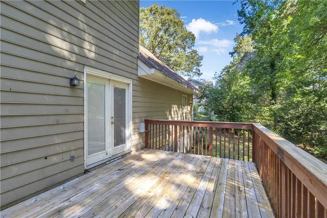 a view of wooden deck