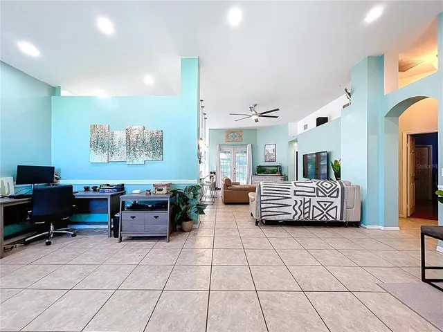 a living room with furniture