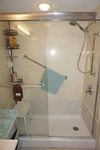 a bathroom with a shower