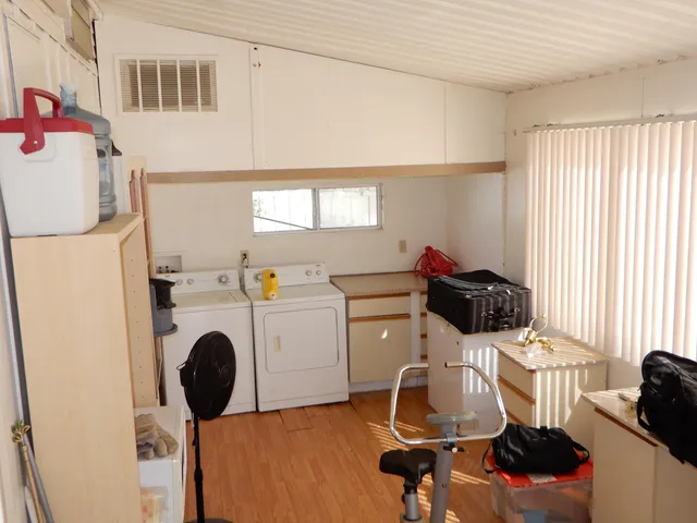 a room with a storage and utility