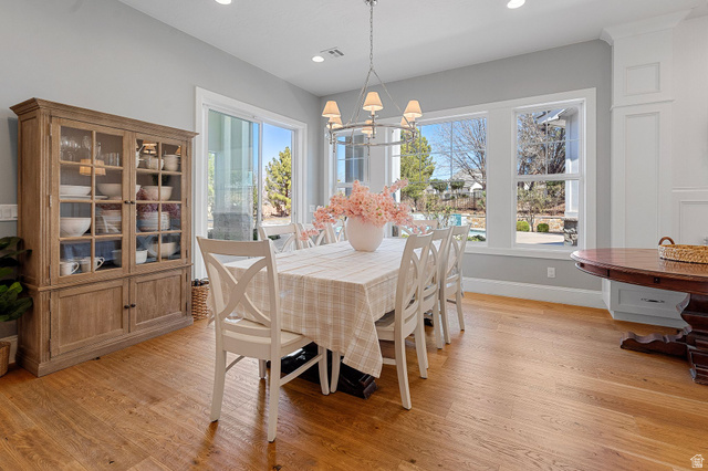 2917 Old Farm Road Washington, UT 84780 - Photo 30 of 105 Dining space featuring light wood finished floors and suspended lighting