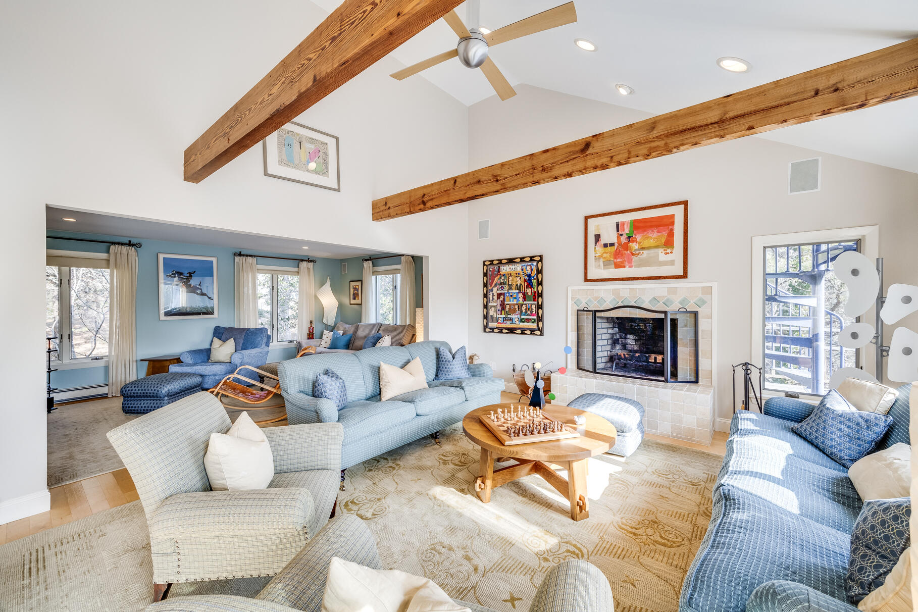 65 Massasoit Road Wellfleet, MA 02667 - Photo 31 of 86 a living room with furniture and a fireplace