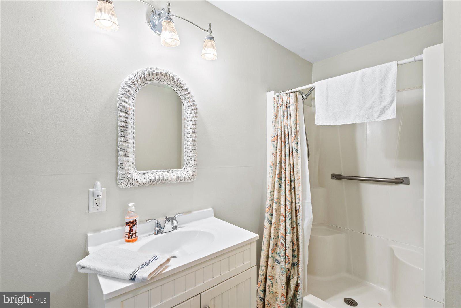 209 Hawthorn Street Colonial Beach, VA 22443 - Photo 24 of 56 a bathroom with a sink a mirror and a shower