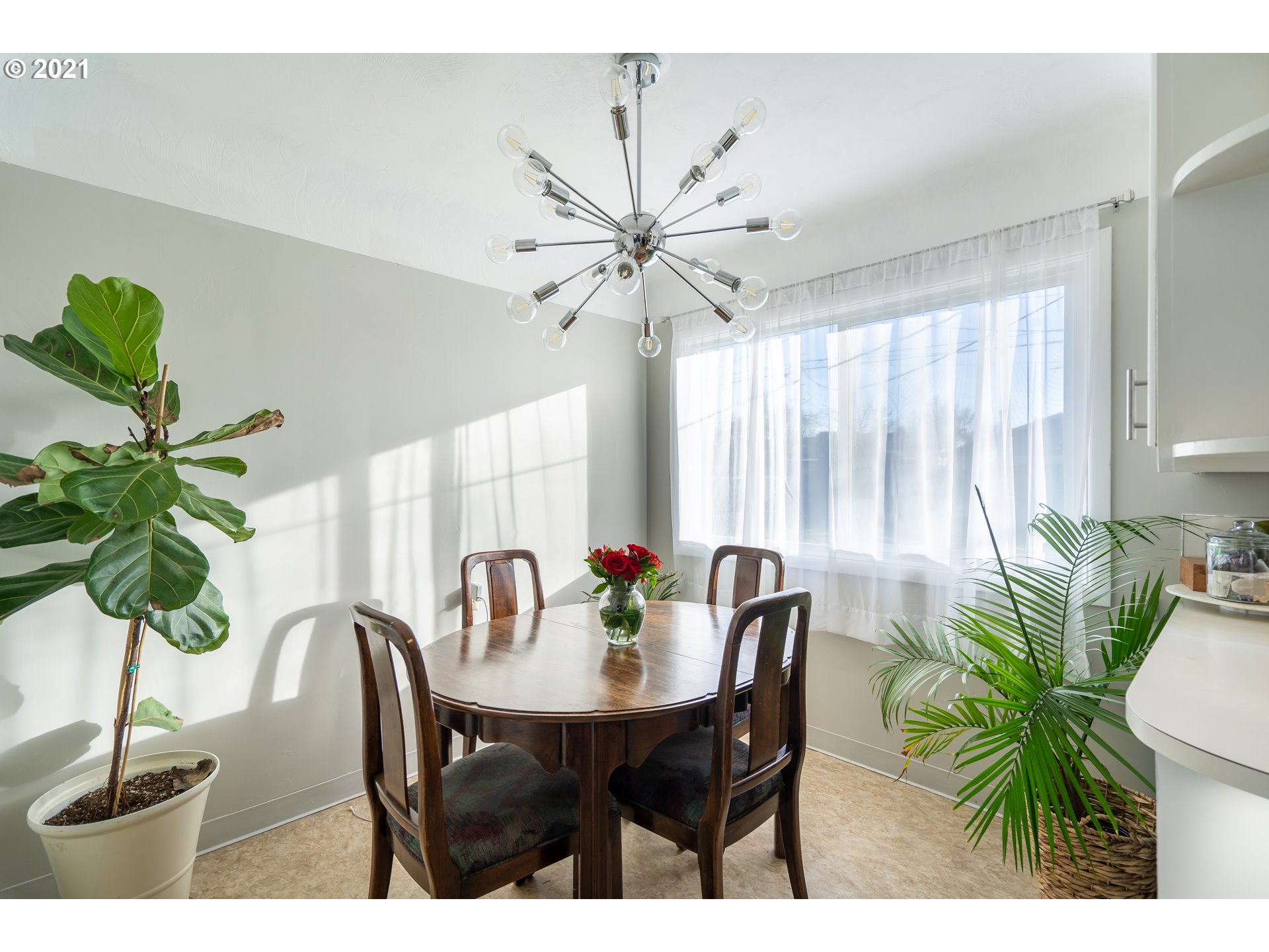 1367 Olympic Street Springfield, OR 97477 - Photo 5 of 20 a view of a dining room with furniture and a potted plant