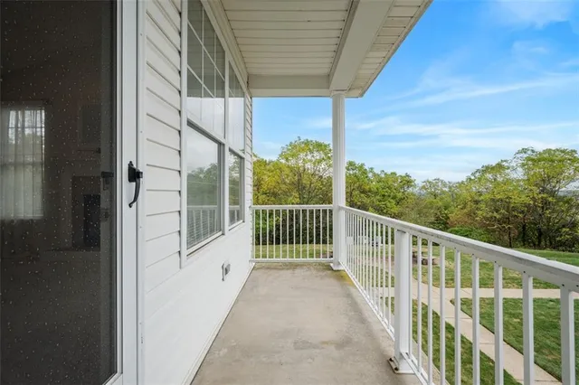 a view of a large building with a large window