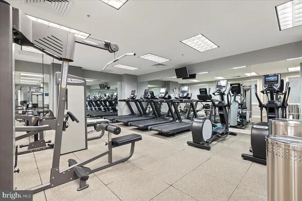 a view of a room with gym equipment