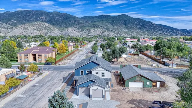 an aerial view of a house