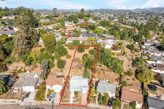 an aerial view of residential building and trees