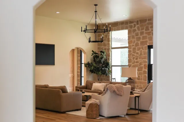 an aerial view of a house