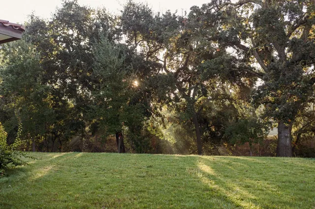 an aerial view of lake residential house with outdoor space and trees