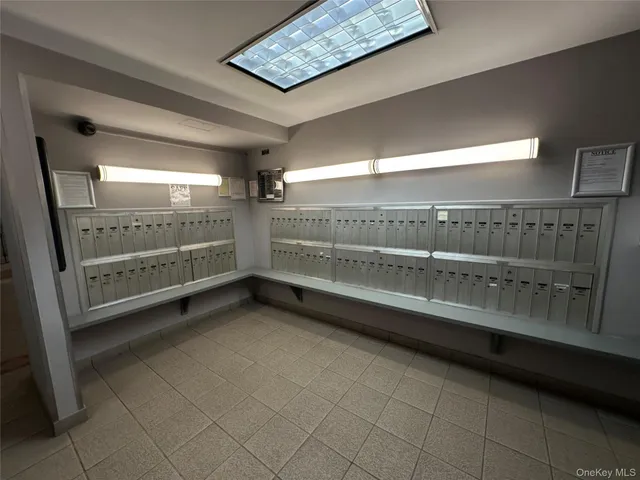 a view of a room with racks on the wall