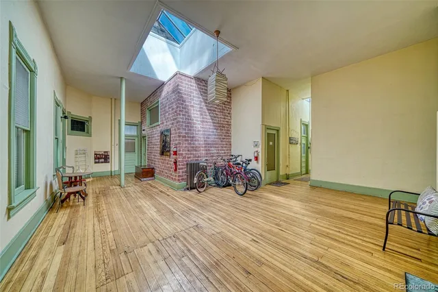 a view of a brick house with an empty space