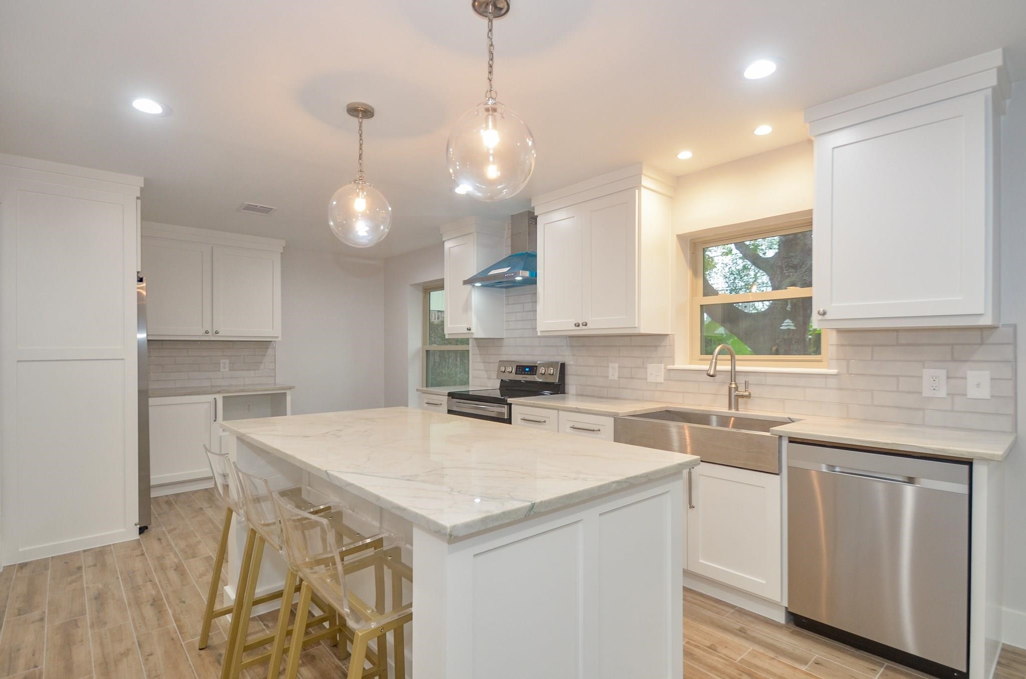 Kitchen with Quartz countertops.