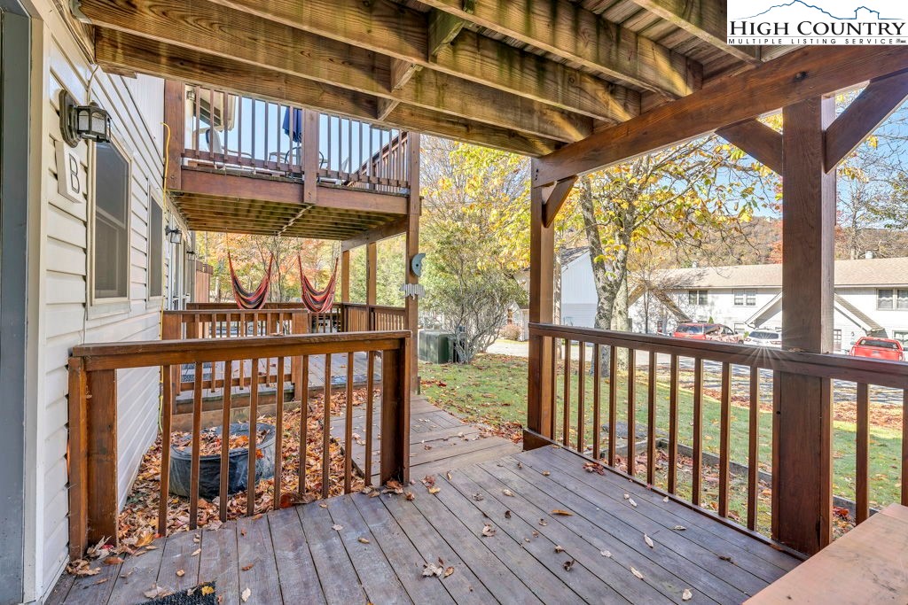 101 Hornbeam Road, Unit 2B Beech Mountain, NC 28604 - Photo 17 of 35 a view of porch with wooden floor