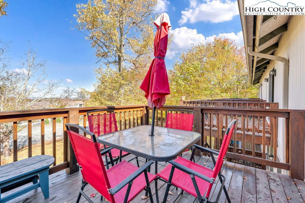 101 Hornbeam Road, Unit 2B Beech Mountain, NC 28604 - Photo 19 of 35 a view of balcony with furniture and wooden floor