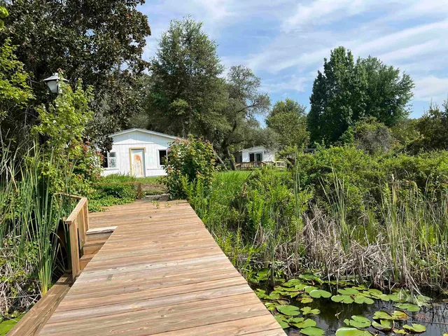 a view of a lake with houses