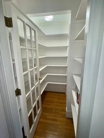 a view of an empty walk in closet