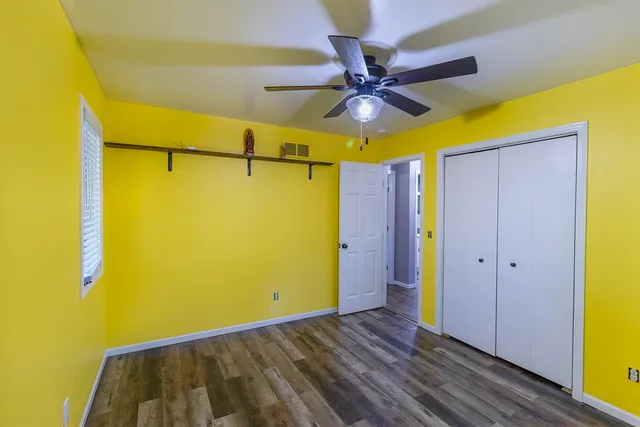 a view of a room with painted walls