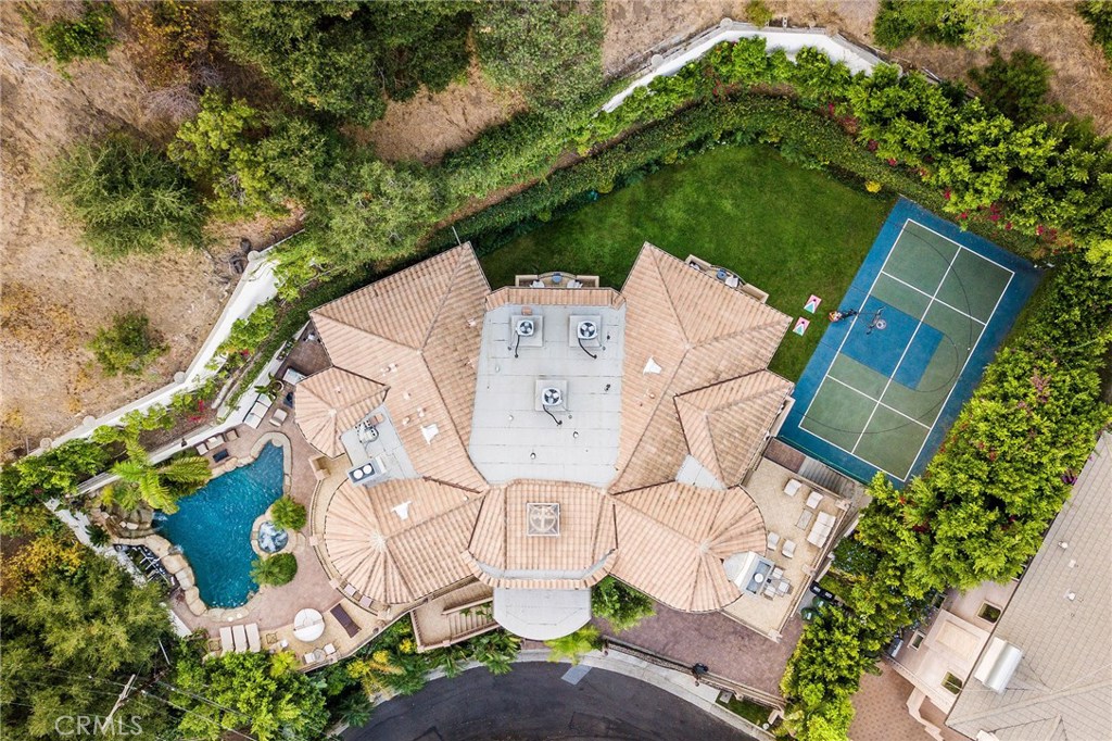 an aerial view of a house