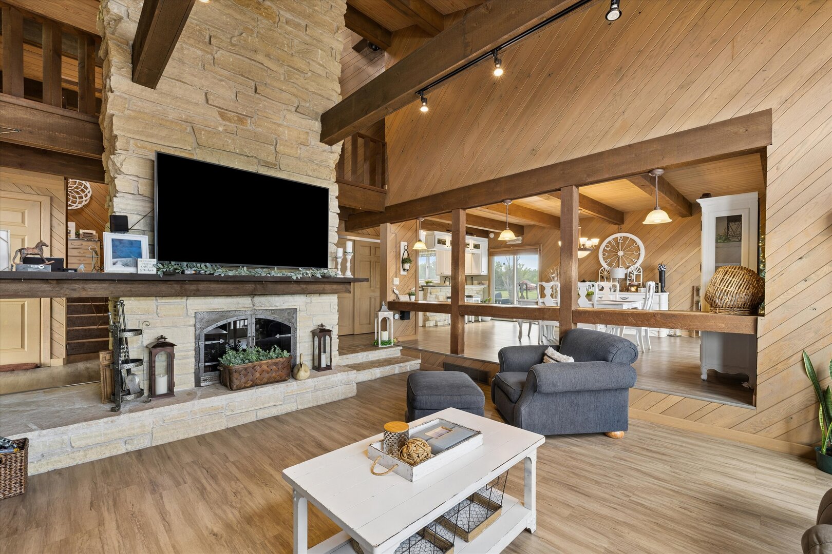 14839 Vans Road Fulton, IL 61252 - Photo 12 of 70 a living room with fireplace furniture and a flat screen tv