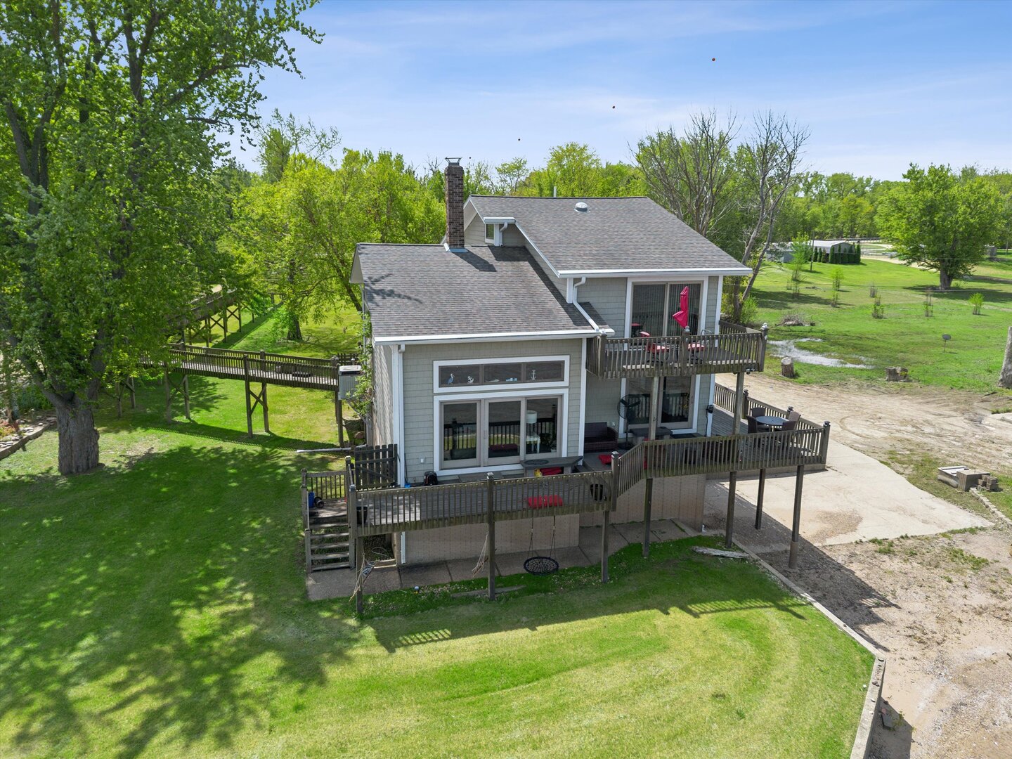 14839 Vans Road Fulton, IL 61252 - Photo 58 of 70 a aerial view of a house with a yard table and chairs