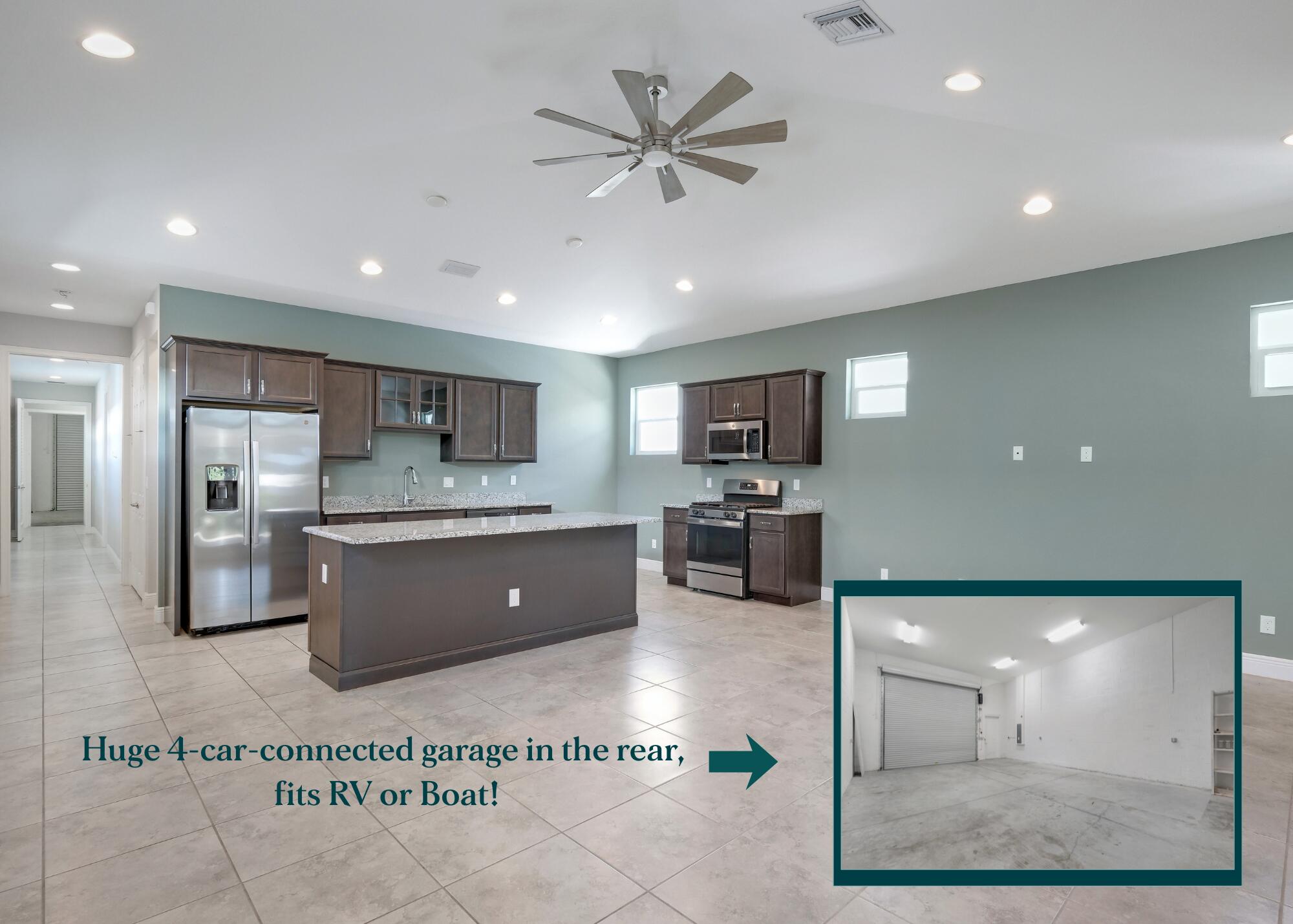 4982 Southeast Railway Avenue Stuart, FL 34997 - Photo 1 of 36 a kitchen with stainless steel appliances kitchen island granite countertop a refrigerator a sink a stove with wooden cabinets