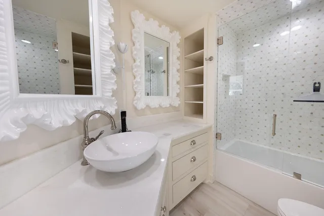 a view of a house with backyard sitting area and garden