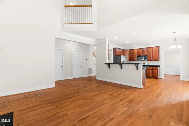 a view of kitchen with wooden floor