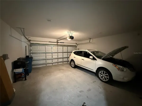 a view of a car in garage