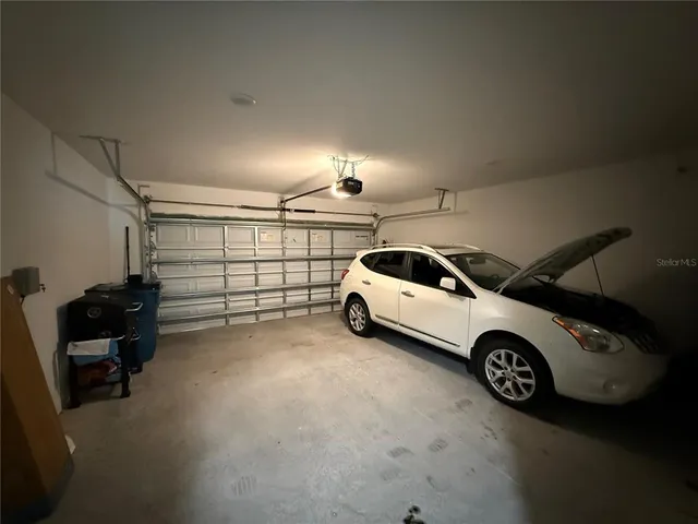 a view of a car in garage