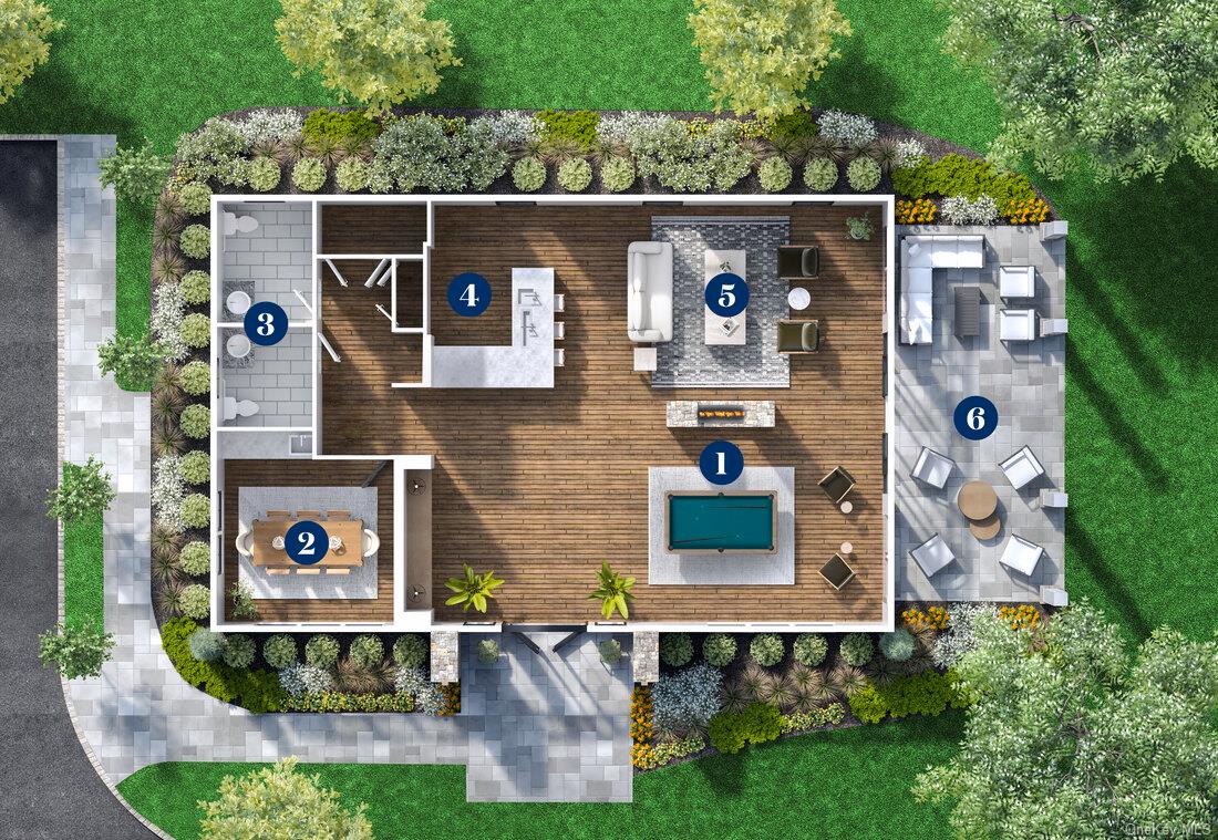 18 Sequoia Circle Manhasset, NY 11030 - Photo 6 of 6 an aerial view of a house with swimming pool and garden