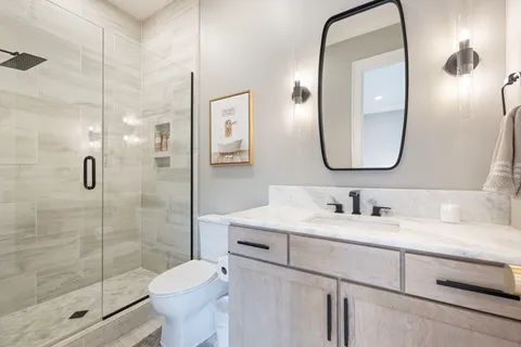 a kitchen with counter space cabinets and appliances
