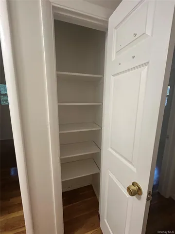 a view of walk in closet with empty racks