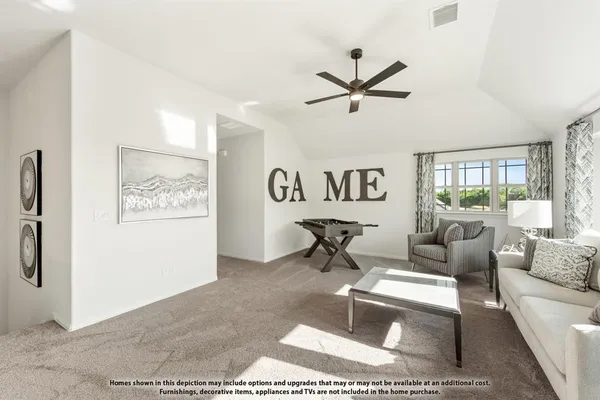 a living room with furniture and a rug