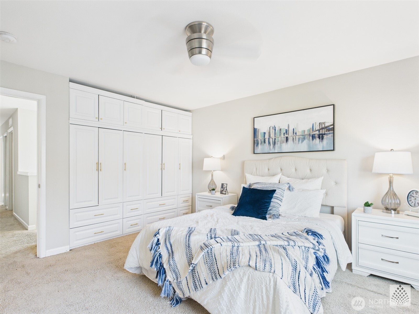 3625 202nd Pl S East Bothell, WA 98012 - Photo 13 of 31 a bedroom with a bed and lamp