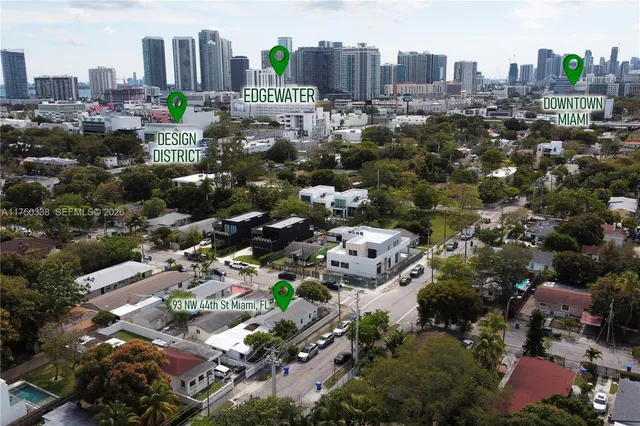 an aerial view of a house with plants