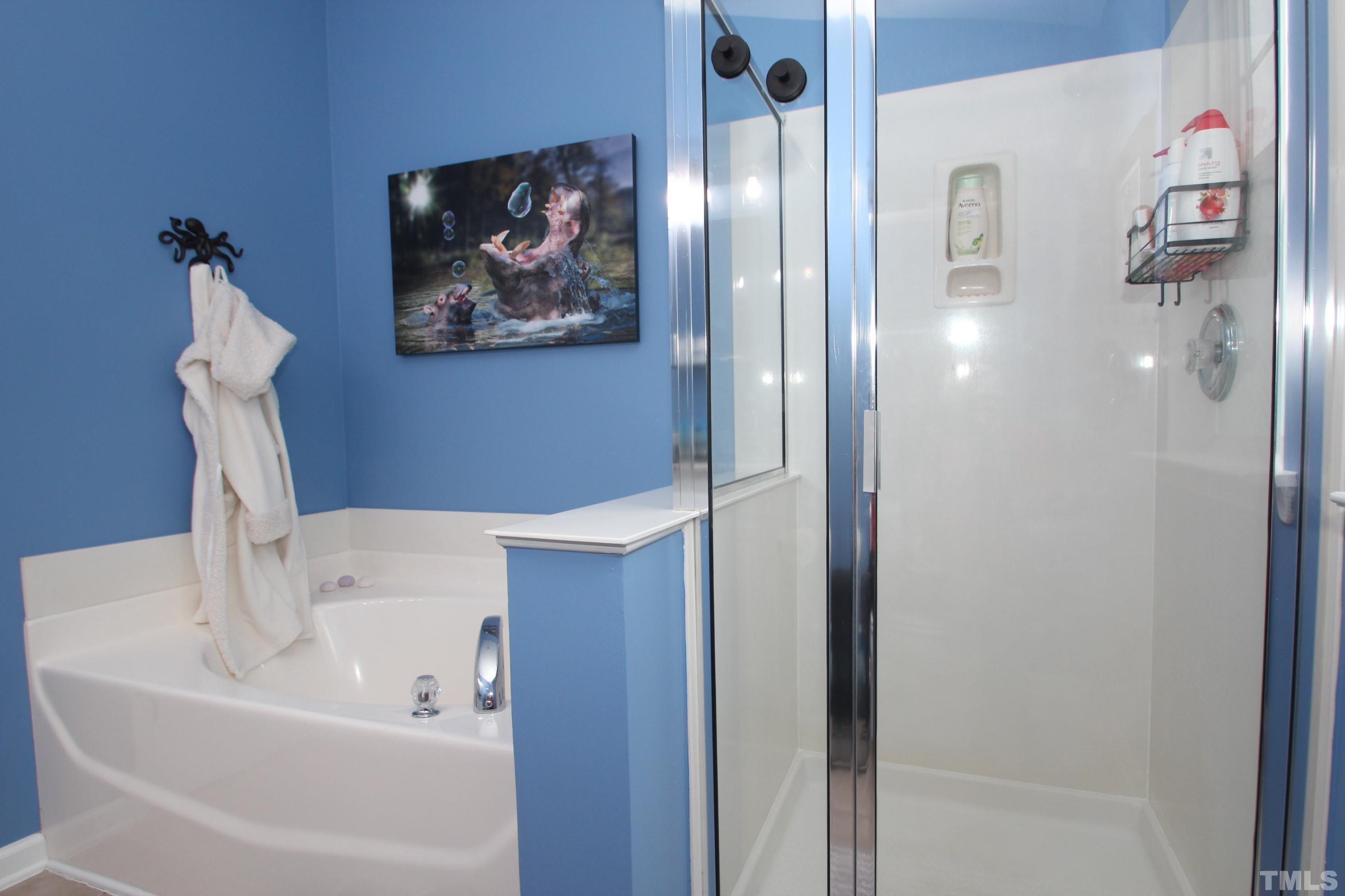 5804 Cameo Glass Way Raleigh, NC 27612 - Photo 12 of 25 a bathroom with a tub and a shower