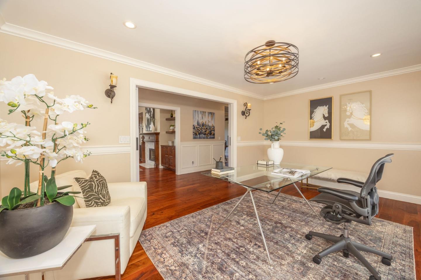 351 Cypress Point Road Half Moon Bay, CA 94019 - Photo 19 of 39 a workspace with furniture and wooden floor