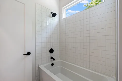 a bathroom with a tub