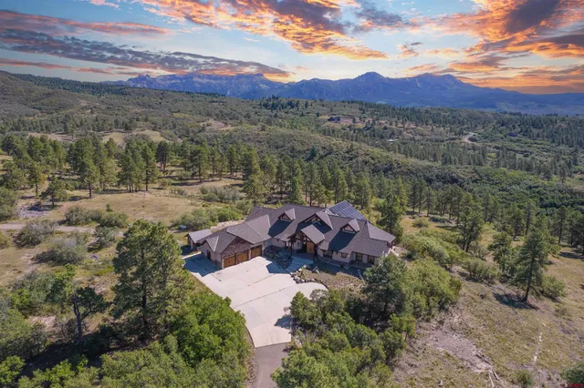 a view of a lush green hillside and a houses