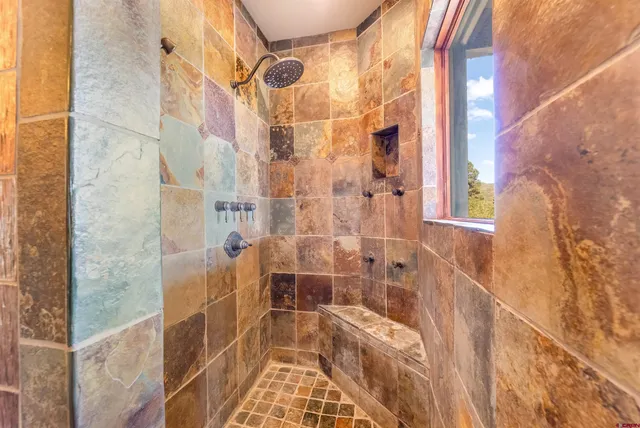a bathroom with a shower