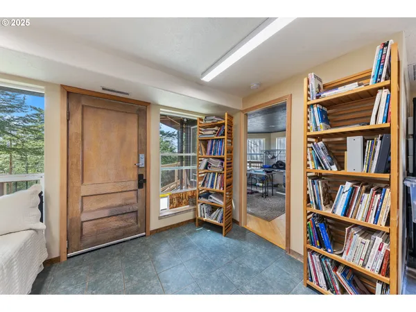 a garage filled with lots of furniture