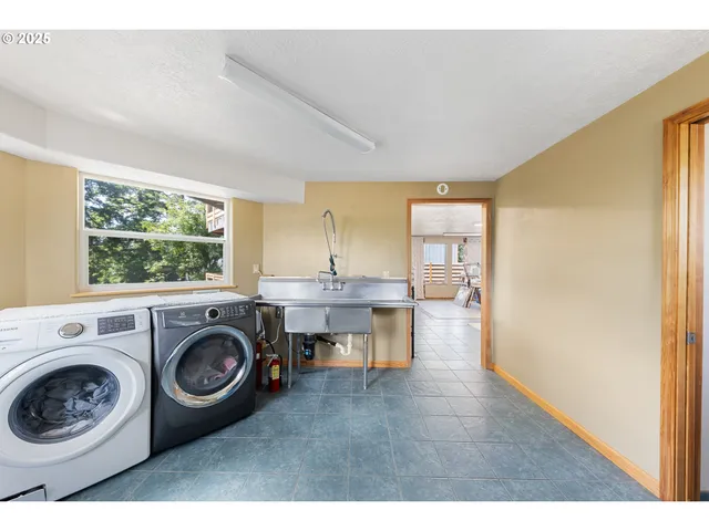 a view of a room that has a window in it