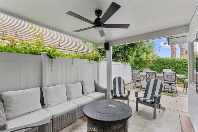 a outdoor living space with furniture and garden view