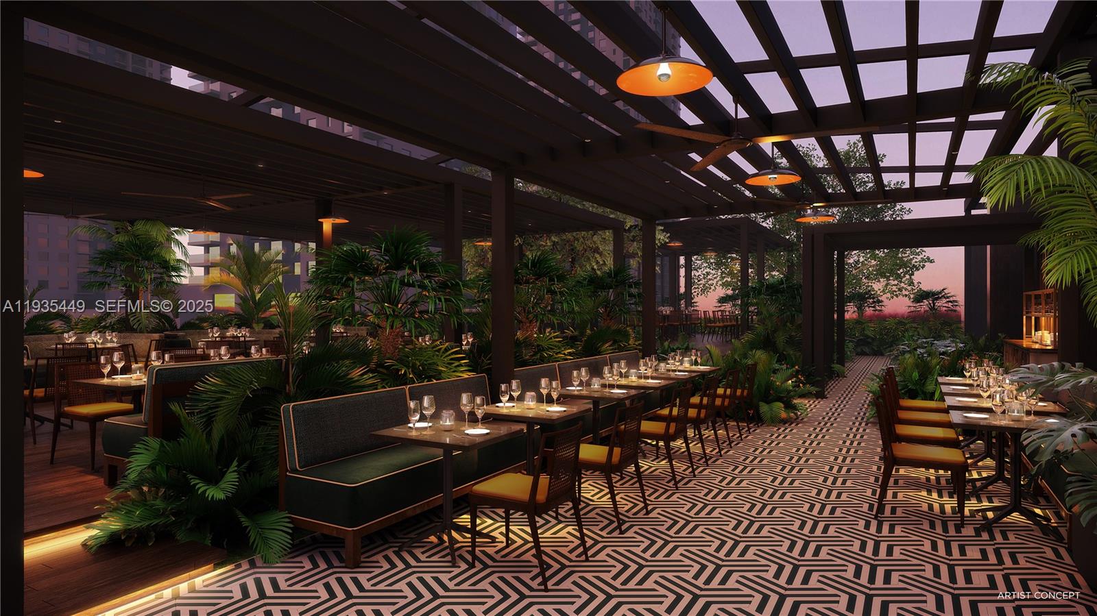 159 Northeast 6th Street, Unit 4415 Miami, FL 33132 - Photo 42 of 47 a outdoor space with lots of tables and chairs