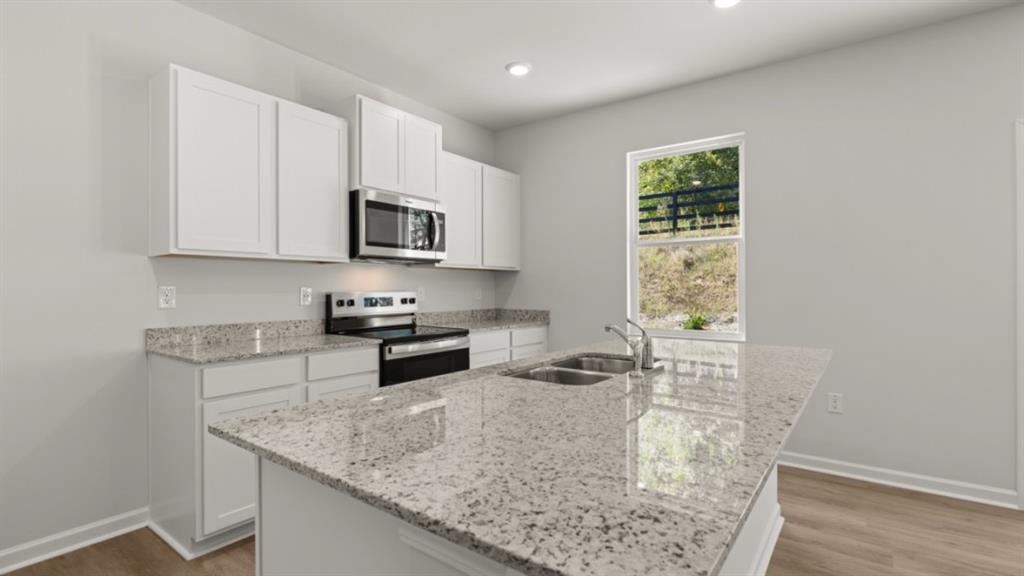519 Oak View Lane Dallas, GA 30157 - Photo 7 of 35 a kitchen with stainless steel appliances granite countertop a sink stove and microwave