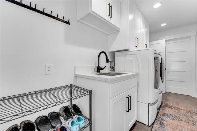 a view of a backyard with sitting area