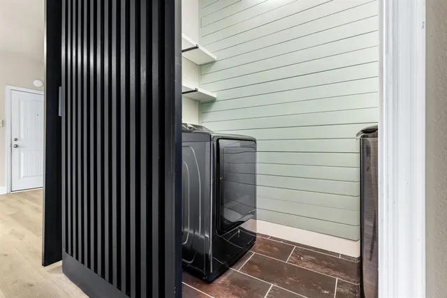 a view of wooden balcony