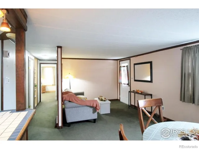 a bedroom with furniture and a wooden floor