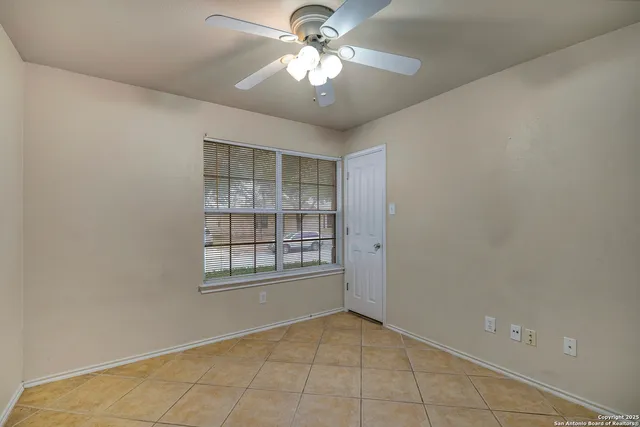 a view of a backyard with plants and a garden